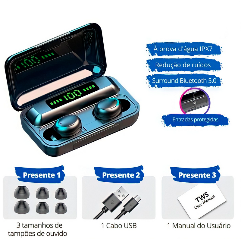 Fone Bluetooth com Microfone - TWS PRO